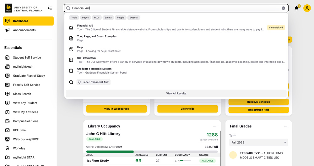 myUCF Search Bar
