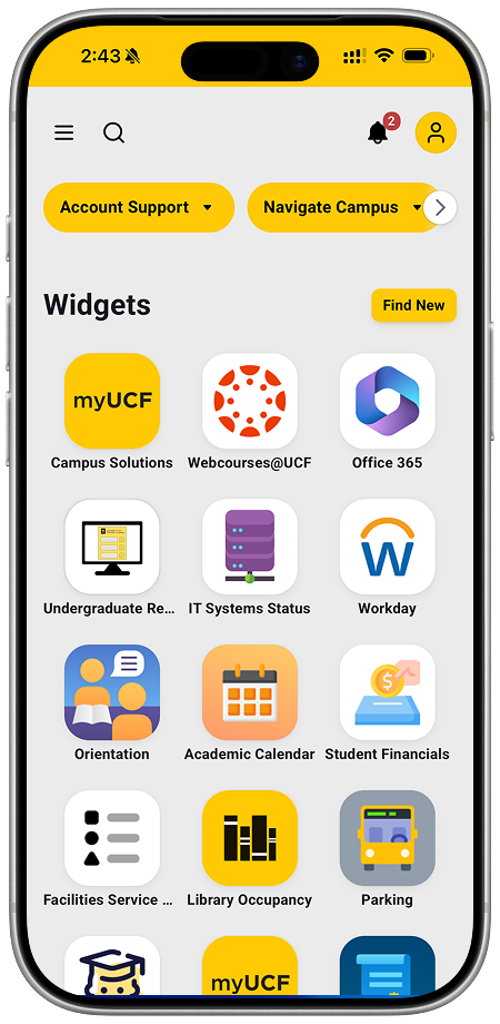 myUCF faculty screen
